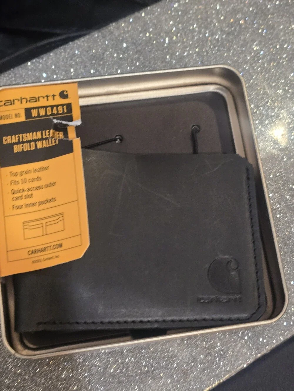Carhartt Craftsman Leather Logo Bifold Wallet- Black